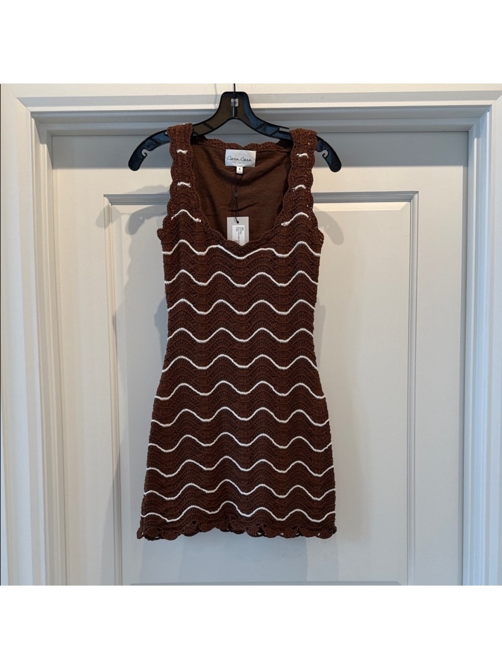 Cara Cara - Orel Mini Dress Brown Ivory Wave Multi Crochet